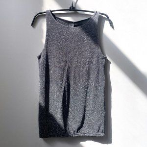 Wolford Wien Paris London Metallics Silver Shimmer Sleeveless Tank Top sz m